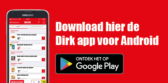 Download hier de Dirk app voor Android